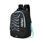 Safari Whirl 32L Casual Printed Backpack, 2 compartments, bottle holder, Front pocket, school bag for boys and girls, college bag, office bag, travel bag for men and women, Color- Black