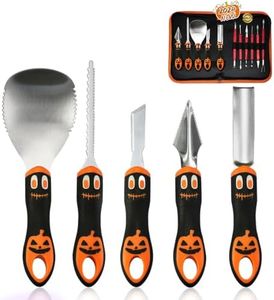 WeKit Halloween Pumpkin Carving Kit Tools, 11 Pcs Professional Heavy Duty Carving Set, Stainless Steel Double-Side Sculpting Tool Carving Kit for Halloween Decoration and Gifts