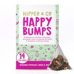 Nipper & Co, Happy Bumps Natural Herbal Pregnancy Tea With Peppermint & Ginger Traditionally Used For Pregnancy Nausea Relief & Morning Sickness Relief. Pregnancy Gift (14 Reusable Bags = 42 cups)