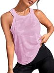 OYOANGLE Women's Camo Print Sleeveless Workout Shirts Exercise Running Tank Tops Active Gym Tops Light Pink Small