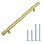 Amazon Basics Euro Bar Cabinet Handle (1/2-inch Diameter), 7.38-inch Length (5-inch Hole Center), Golden Champagne, 25-pack