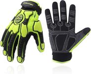 HANDLANDY Anti Vibration Gloves Men Impact Resistant Work Gloves, Padded Palm Grip Heavy Duty Working Gloves (Hi-vis Green, L)