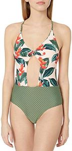 Body Glove Women's Standard Aura One Piece Swimsuit with Front Knot Detail, Sweet Escape Floral, Medium