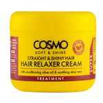 Cosmo Soft & Shine Straight and Shiny Hair Relaxer Cream 300g | With Conditioning Olive Oil and Soothing Aloe Vera | Silky and Luxurious | Paraben Free | Silicone Free | Yellow