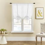 ele ELEOPTION Roman Tie-up Blind Curtain Translucent Elegant Luxury Window Voile Tier Curtain for Bedroom, Living Room, Kitchen, Small Window (White, 120x120cm)