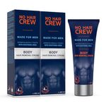 NO HAIR CREW Body Hair Removal Cream for Men Pack of 2 (2 x 200 ml) – For Chest, Back and Underarms – Gentle and Effective Depilation without Cuts or Razor Burn