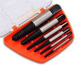 H9 6Pcs Screw Extractor Set for Broken Studs, Bolts, Screws & Pipes (3-22mm) | Reverse Drill Bit Remover Kit for Thread Repair – Chrome Vanadium Steel