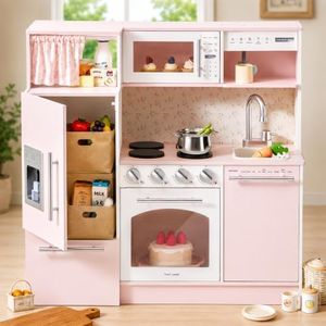 Tiny Land Wooden Play Kitchen for Toddlers, Kids Play Toy Kitchen Set
