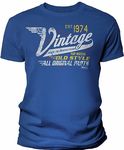 50th Birthday Gift T-Shirt - Vintage 1970 Aged to Perfection - Blue - XL