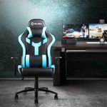 CELLBELL Multi-Functional Ergonomic Gaming Chair, Premium Leatherette Chair with Adjustable Neck & Lumbar Pillow, 4D Adjustable Armrests & Heavy Duty Metal Base (Blue-Black)