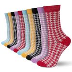 Socksmad Womens Novelty Socks, 4-7 UK - 10 Pairs Multipack Womens Socks - Lightweight, Breathable Cotton Socks - Fun Designs for Work, Events or Casual Wear - Womens Fashion Essentials - (Dogtooth)