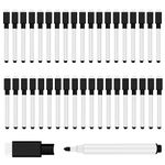 JEFURE 50Pcs Black Magnetic Dry Erase Markers with Eraser Cap, White Board Mini Dry erase Markers Bulk, Fine Point Tip Student White Board Markers for Teachers Office School Supplies