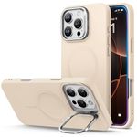 ESR for iPhone 16 Pro Max Case, Silicone Case with Stand, Compatible with MagSafe, TPU, Built-in Camera Stash Stand, Magnetic Phone Case for iPhone 16 Pro Max, Light Tan