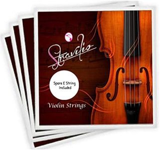 Top Race 4/4 & 3/4 Violin Strings Replacement - Bronze Violin Strings Full Set (G-D-A-E) - Violin String w/Ball Ends - Long-Lasting Silver-Wound Steel Strings - Warm Tone, Flexible - For All Levels