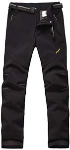 FLYGAGA Homme Pantalon Softshell Doublé Polaire Coupe-Vent Imperméable Outdoor Sport Camping Randonnée Trekking Pantalon