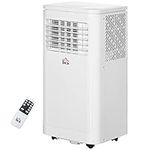 HOMCOM 8,000 BTU Portable Air Conditioner with Remote for 344Sq Ft, 4-in-1 Compact Home AC Unit with Built-in Dehumidifier Fan, 24H Timer, Wheels, Window Mount Kit, White