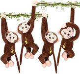 4-Pack 17.8" Hanging Stuffed Monkey