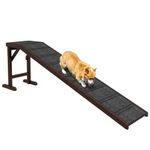 PawHut Pet Ramp Bed Steps for Dogs Cats Non-Slip Carpet Top Platform Pine Wood 74" L x 16" W x 25" H Brown