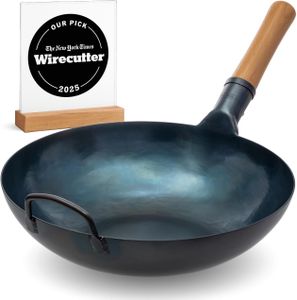 YOSUKATA 34cm Blue Carbon Steel Wok – Stir Fry Pan