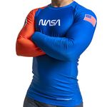 Sanabul NASA Long Sleeve Rash Guard for Men | Compression Shirt for MMA BJJ Wrestling Cross Training | Swim Surf Rash Guard, Blue Horizon (Blue/Orange), Small