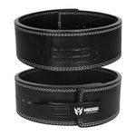 MEDSO Weightlifting 100% Genuine Leather Lever Belt, For Weight Lifting, Powerlifting, Cross Training, Squats, Deadlift, Workout Belt, 10MM Thickness 4” Wide for Men and Women (BLACK, S)