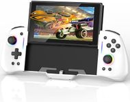 RREAKA Switch Controller for Nintendo Switch/OLED, One-Piece Switch Pro Controllers for Joycon, Handheld Switch Grip Remote with 8 RGB Colors, Adjustable TURBO, Dual Motor Vibration, Back Button White