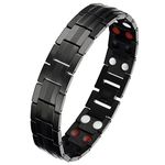 COOLSTEELANDBEYOND Refined Man’s Black Titanium Energy Bracelet with Free Link Removal Kit(CA)