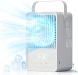 FERRISA Portable Air Conditioner, Mini 4-IN-1 Cooler Humidifier with 3 Wind Speed modes & 7 LED Light, USB Desktop Cooling Fan with Handle & 2 Cool Mist modes for Home, Office, Camping