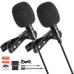 LEKATO Lavalier Lapel Microphones, 2 Pack Bundle Omnidirectional Lavalier Mic, Clip-on Mic Compatible with Android/iPhone/Camera/PC for Interview, YouTube, Recording,Video Conference