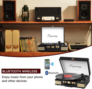 Trynnay Bluetooth Record Player – Black Vinyl Turntable