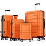 SHOWKOO Luggage Sets Expandable PC+ABS Durable Suitcase Sets Double Wheels TSA Lock 4 Piece Luggage Set Orange