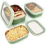 BELLE VOUS (3 Pack Stainless Steel Food Containers with Anti-Slip Exterior - BPA-Free Bento Lunch Storage Boxes - Microwave Dishwasher & Freezer Safe