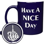 Engraved Have A Nice Day Coffee Mug, Funny Cup with Skull Middle Finder Bottom - Engraved in Canada