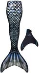 Fin Fun Mermaidens - Mermaid Tails for Swimming for Girls and Kids with Monofin, 8, Barracuda Black