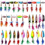 Trout Fishing Lure Roostertail Spinner Lures Kit Metal Spinner Spoon Lure for Trout Bass Walleye Salmon with Feather Tail Treble Hooks Swimbait Soft Swim Shad Bait Inline Spinner Spoon Bait