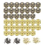 HOWDIA 40pcs Antique Brass Latch Lock Gold Hasp, Decorative Hinges and Latches for Wood Boxes Jewelry Box Cabinet with Screws(20 Bronze + 20 Golden）