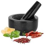 H&S Alliance Mortar and Pestle Set - Premium Stone Pestle and Mortar Grinder - Spice Herb Small Grinder for Kitchen - Pesto Guacamole Maker - 12cm (4.7") Diameter - Black Granite