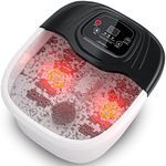 Foot Spa Bath Massager with Heat, Bubble and Vibration, Digital Temperature Control, Pedicure Foot Soaker with 8 Rollers for Soothe and Comfort Feet