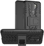 ShopByShop Xiaomi Redmi Note 8 Pro Shock Proof Duel Layer Hybrid Armor Back Cover Case with Kickstand Wheel Pattern for Xiaomi Redmi Note 8 Pro (Black)