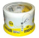 Maxell CD-R 52x White Full Face Inkjet Printable Surface - 50 Discs in Spindle Pack