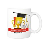 Personalised Congratulations A-Levels Gift Mug for Grandson, Granddaughter, Son, Daughter, Niece, Nephew, Sister, Brother You Did It - Trophy, Medal and Certificate Design 11oz White Ceramic Cup