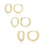 3 Pairs Small Huggie Hoop Earrings Set 14K Gold Hypoallergenic Lightweight Huggie Hoops Earrings for Women