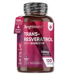 Trans-Resveratrol with Quercetin - 1100mg Per 2 Capsules - 120 High-Strength Capsules - 98% Pure Trans-Resveratrol - Highly Bioavailable Resveratrol Supplement