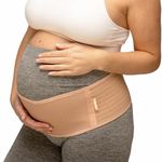 BABYGO® 2 in 1 Pregnancy Belly Band Support for Bump | Pelvic Maternity Belt for Pregnant Women | Helps with Back, Hip Pain | 50 Page Book Included | Nude One Size