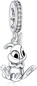 Annmors 925 Sterling Silver Charms fit Bracelets Necklaces Cute Rabbit Dangle Beads with 5A Cubic Zirconia Christmas Valentine Mother's Day Gift Charms for Women Girls, Silver, Cubic Zirconia