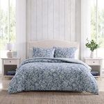 Nautica- King Comforter Set, Cotton Reversible Bedding Set, All Season Designer Home Décor (Tortola Blue, King)