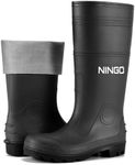 NINGO Men's Steel Toe Rain Boots, Waterproof Rubber Boots, Seamless PVC Rainboots, Puncture and Slip Resistant, Outdoor Fishing Gardening Boots for Men, for Agriculture and Industrial Working