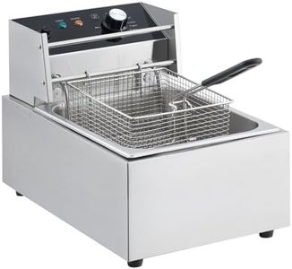 GarveeHome Garvee with Deep Fryer Extra - 6L Oil Capacity, High-End Model with Oil Drain Valve, 120V, 1800W, Basket and Lid, Stainless Steel Easy to Clean for Restaurant Mobile Catering Food Cooking