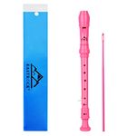 EastRock Soprano Recorder for Beginners Kids, C Key Recorder German Style, Soprano Recorder ABS 3 Pieces with Cleaning Rod Fingering Chart Packing Bag Thumb Rest (Pink)