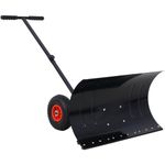 SLifet Snow Shovel with 29" Blade, Snow Pusher with Adjustable Angle Handle, Snow Removal Tool with 10" Wheels, Heavy Duty Wheeled Snow Shovel for Home, Ergonomic Snow Removal Tools Black